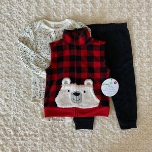Matching polar bear outfit - onesie, vest, pant